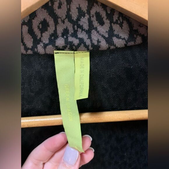 Green Dragon Leopard Print Cardigan Jacket Sweater Small - Picture 3 of 5